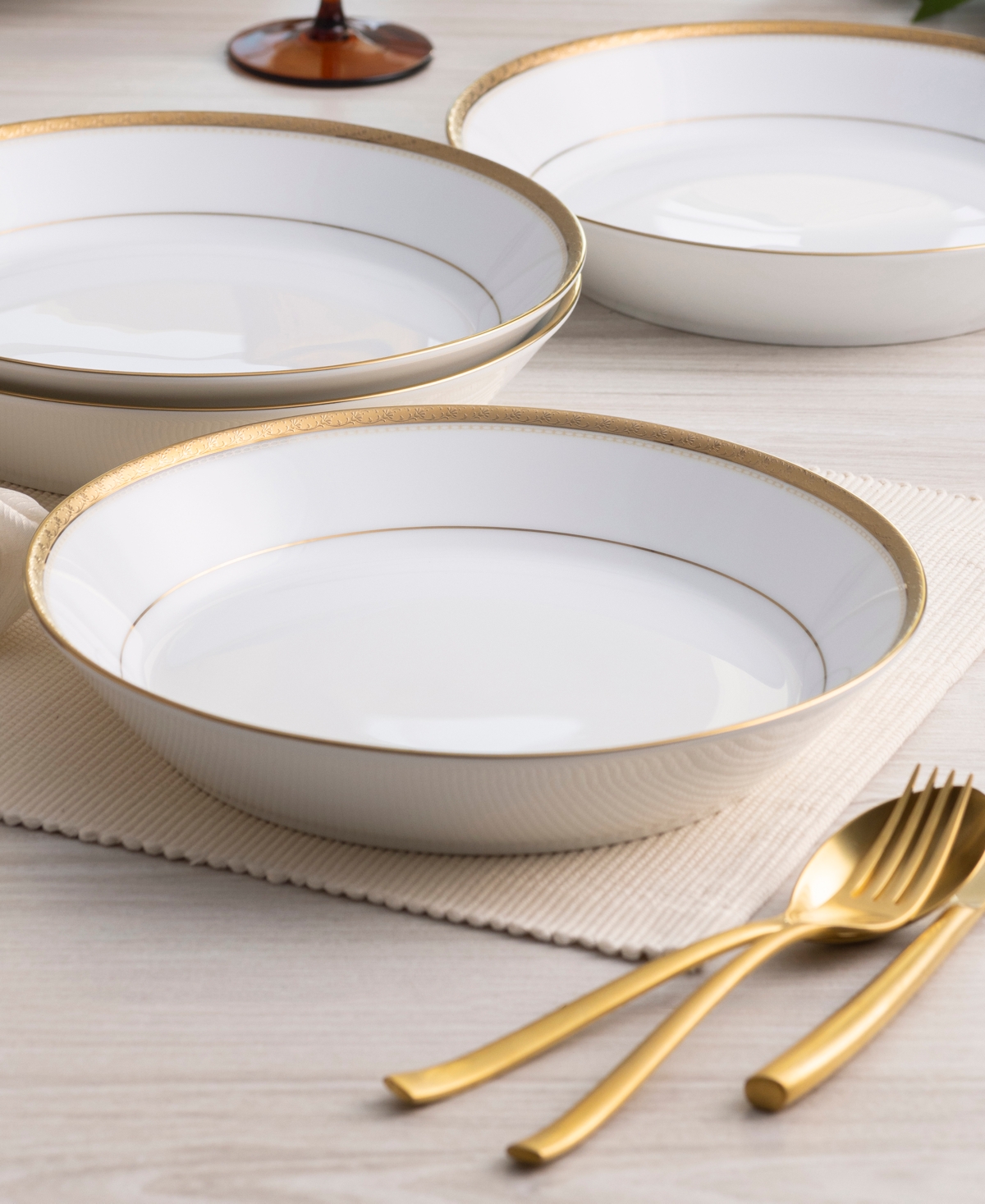 Noritake Charlotta Coupe Dinner Bowls, Set Of 4, Service For 4 In Gold
