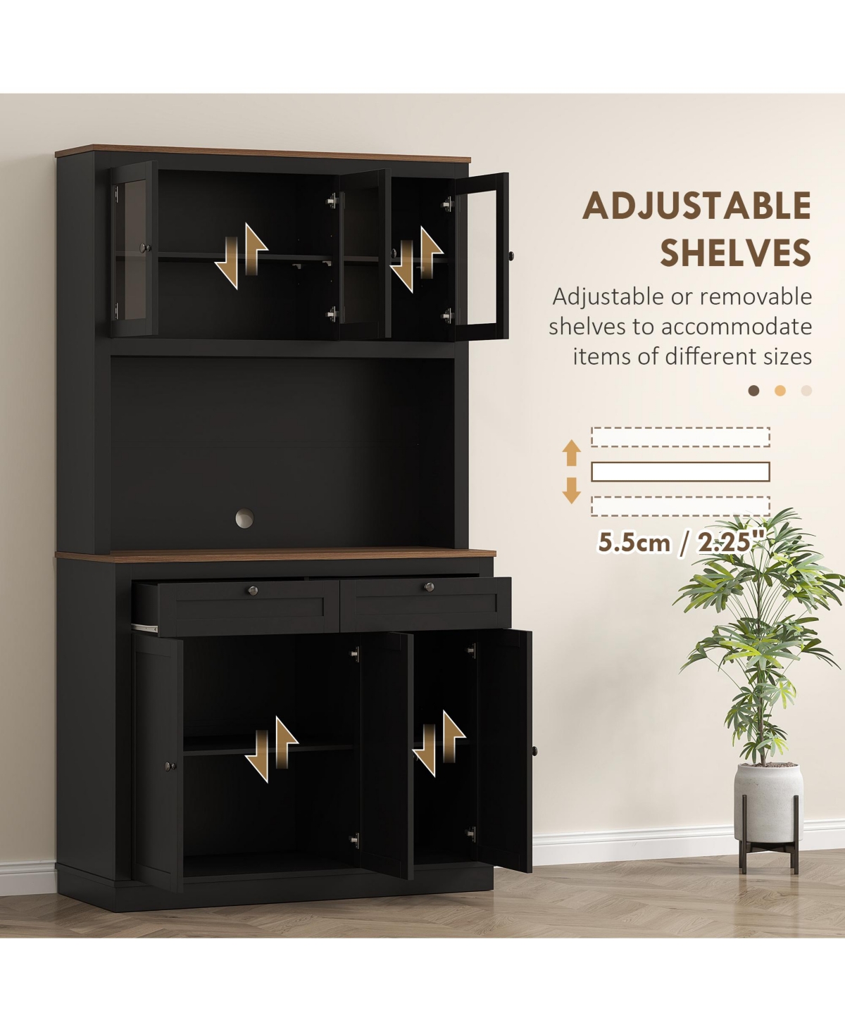 Homcom 71" Tall Kitchen Pantry Storage Cabinet with Microwave Sd,