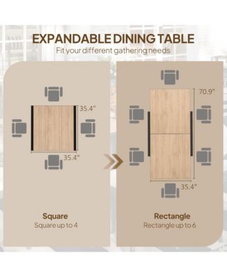 35.5"-71" Expandable Aluminum Outdoor Dining Table for 4-6 People
