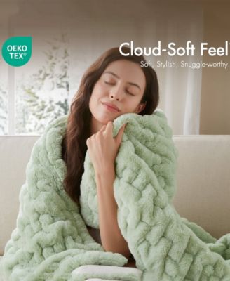 Ruched Reversible Faux-Fur Throw, 50" x 60"