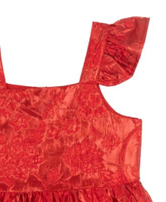 Girls' 4T-6X Metallic Sleeveless Dress with Bow Clutch