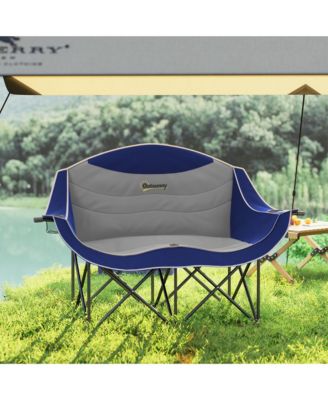 Double Camping Chair for Adults, Padded Folding Camp Chair,