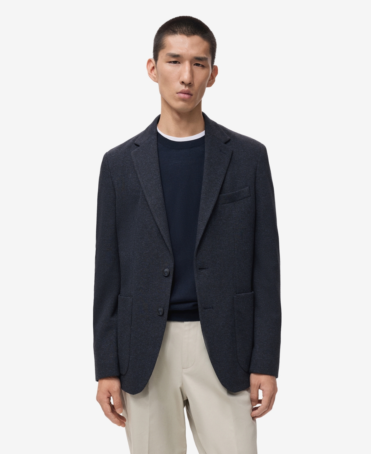 Mango Men's Slim-Fit Herringbone Tailored Jacket