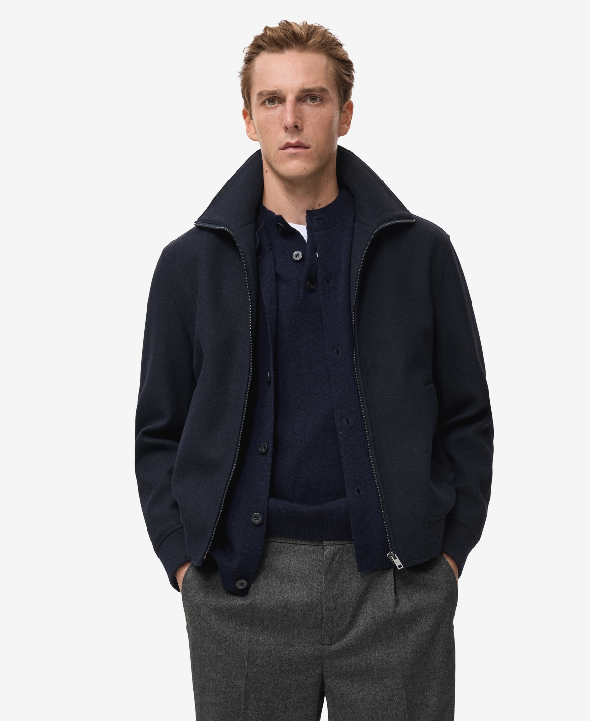 Mango Men's Zip Textured Jacket