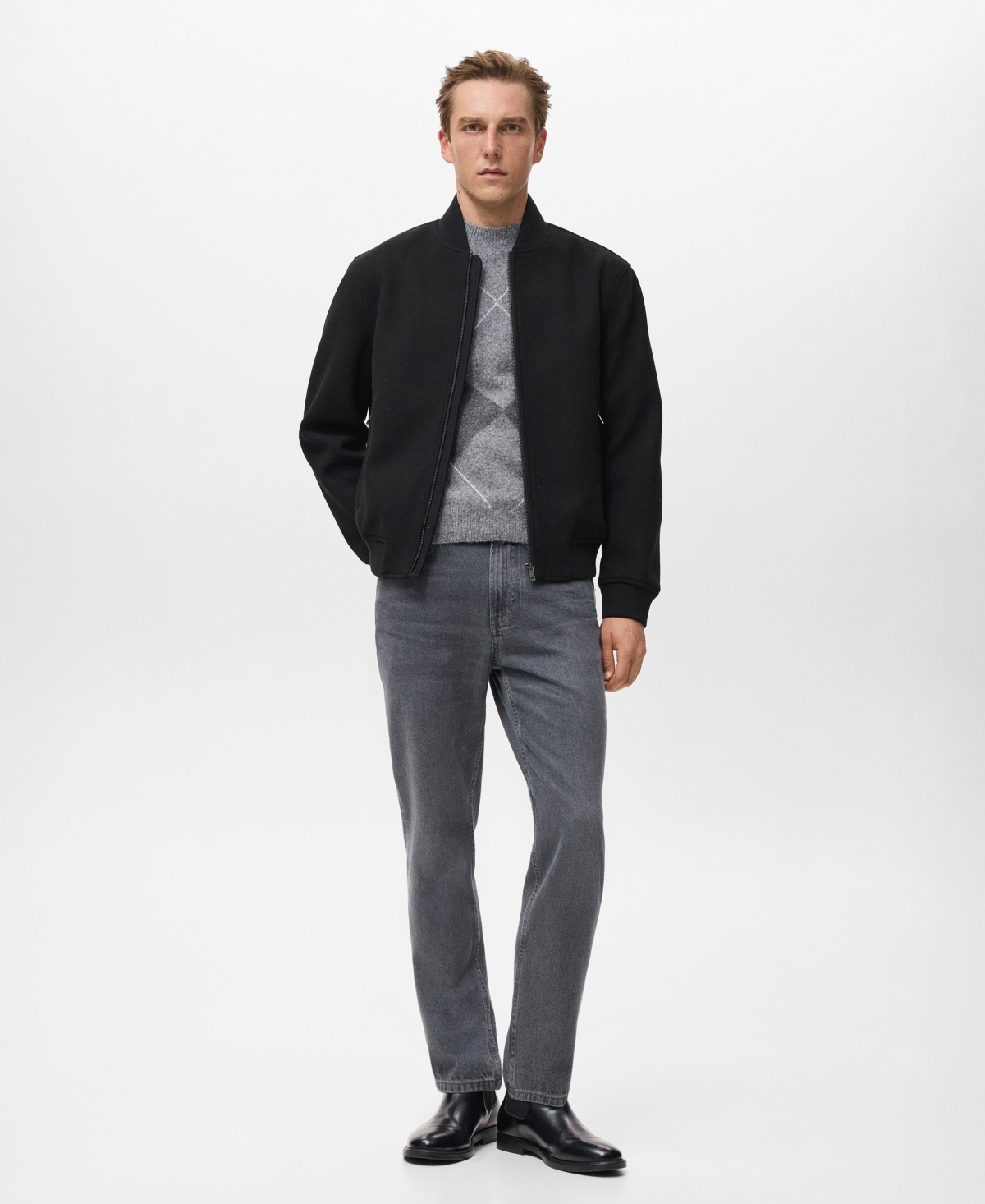 Mango Men's Bomber Zip Jacket In Black