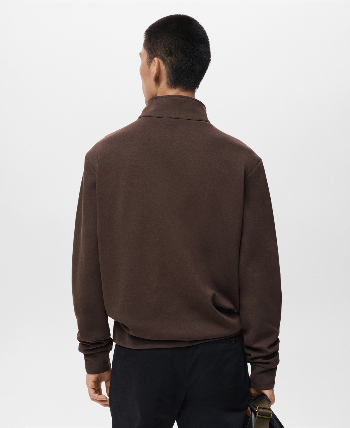 Mango Men's Zipper Regular-Fit Cotton Sweatshirt