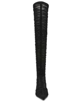 Women's Rashida Rhinestone Mesh Over-the-Knee Stiletto Dress Boots