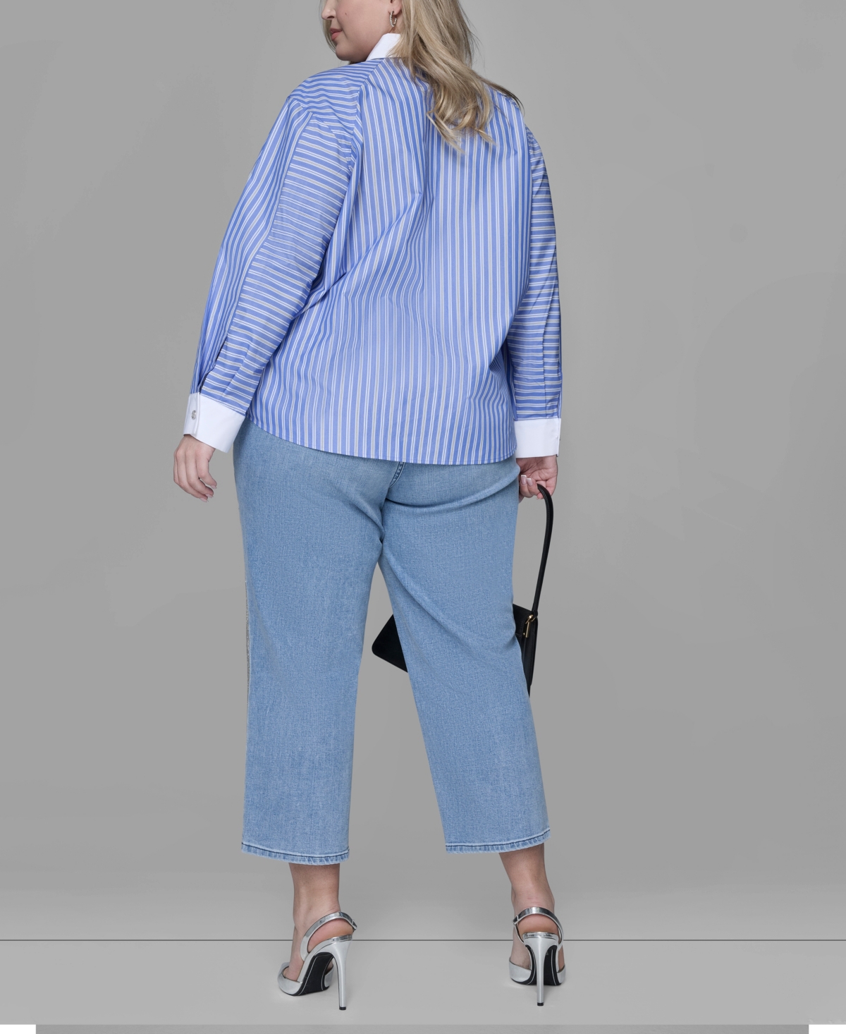 Karl Lagerfeld Paris Plus Long-Sleeve Stripe Shirt