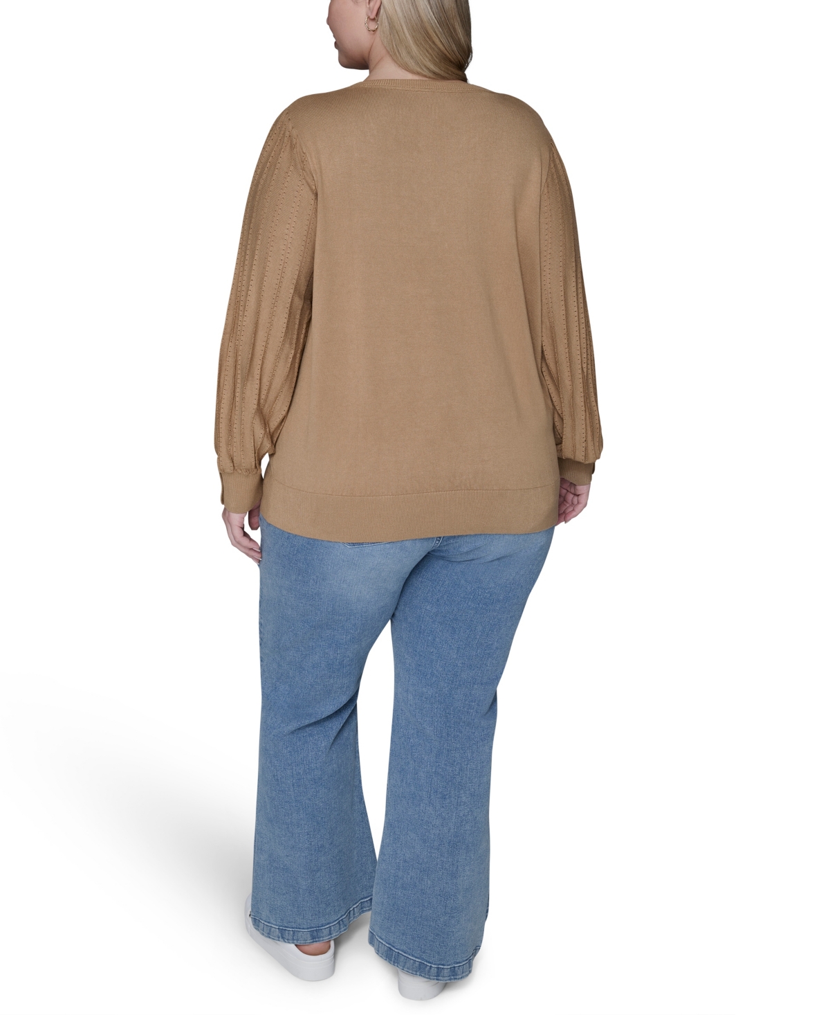 Karl Lagerfeld Paris Plus V-Neck Long-Sleeve Sweater