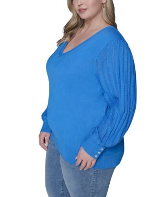 Women's Plus Size V-Neck Long-Sleeve Sweater