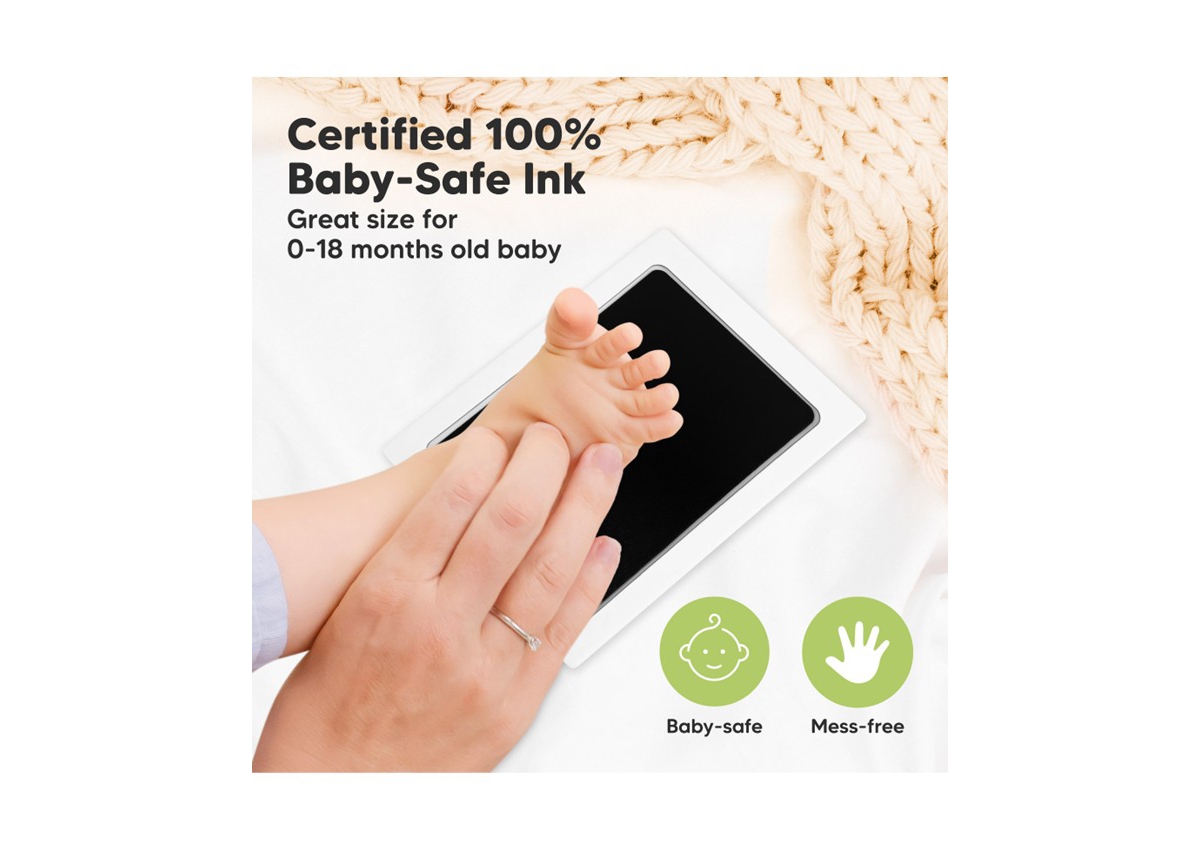 2pk Inkless Ink Pad for Baby Hand and Footprint Kit, Clean Touch Dog Paw, Dog Nose Print Kit, Baby & Pet Safe, Large