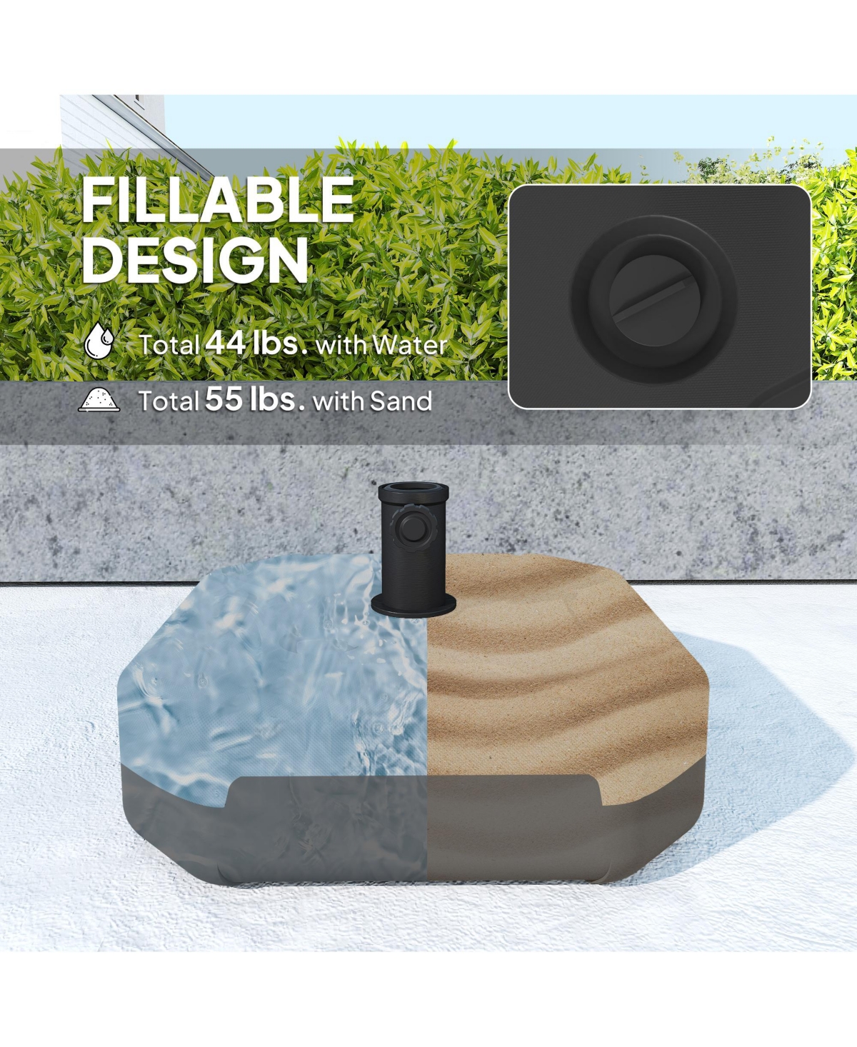 Outsunny Square Patio Umbrella Base Holder, Outdoor Sd,