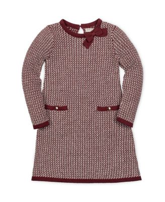 Hope Henry Toddler Girls Organic Long Sleeve Bow Detail Tweed Sweater Dress - Oxblood tweed 43$