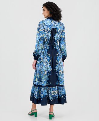 Women's Printed Button-Front Maxi Dress