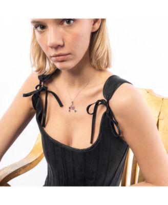 Red Wine Glass Sterling Silver Necklace