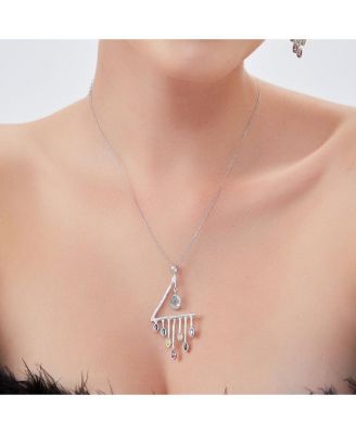 Colourful Rainbow Rain Drop Necklace in Sterling Silver