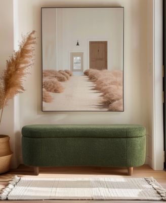 Bailey 48"W Boucl&eacute; Flip Top Storage Bench