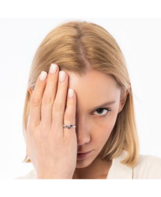 Bended Sterling Silver Double Gemstone Ring