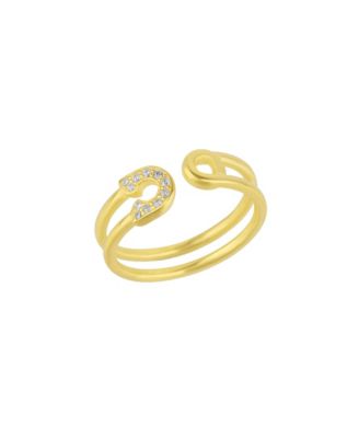 Sterling Silver Pave Jewelled Safety Pin Ring