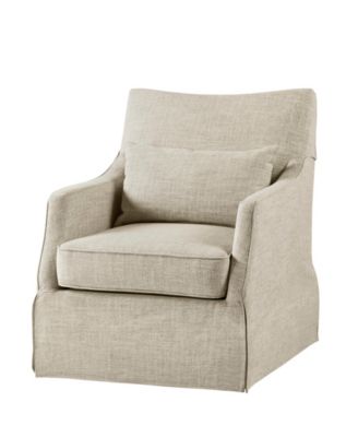 London 28"W Upholstered Skirted Swivel Armchair with Lumbar Pillow
