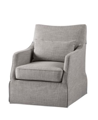 London 28"W Upholstered Skirted Swivel Armchair with Lumbar Pillow