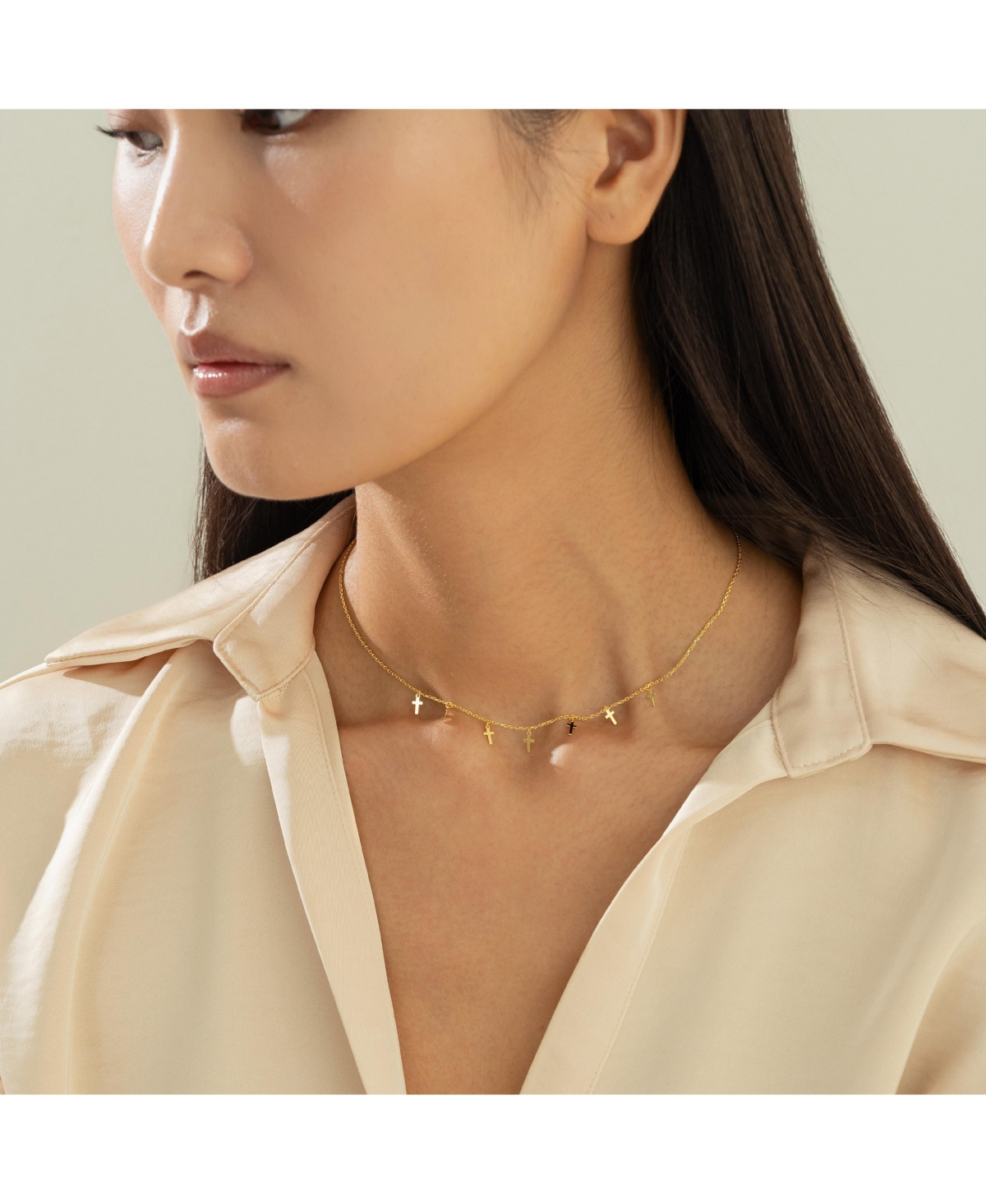 Bearfruit Jewelry Sterling Silver 18k Gold Plated Brianna Cross Necklace