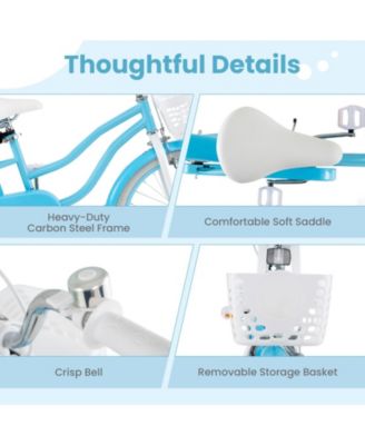 Kids Bike with Basket, Adjustable Seat & Training Wheels