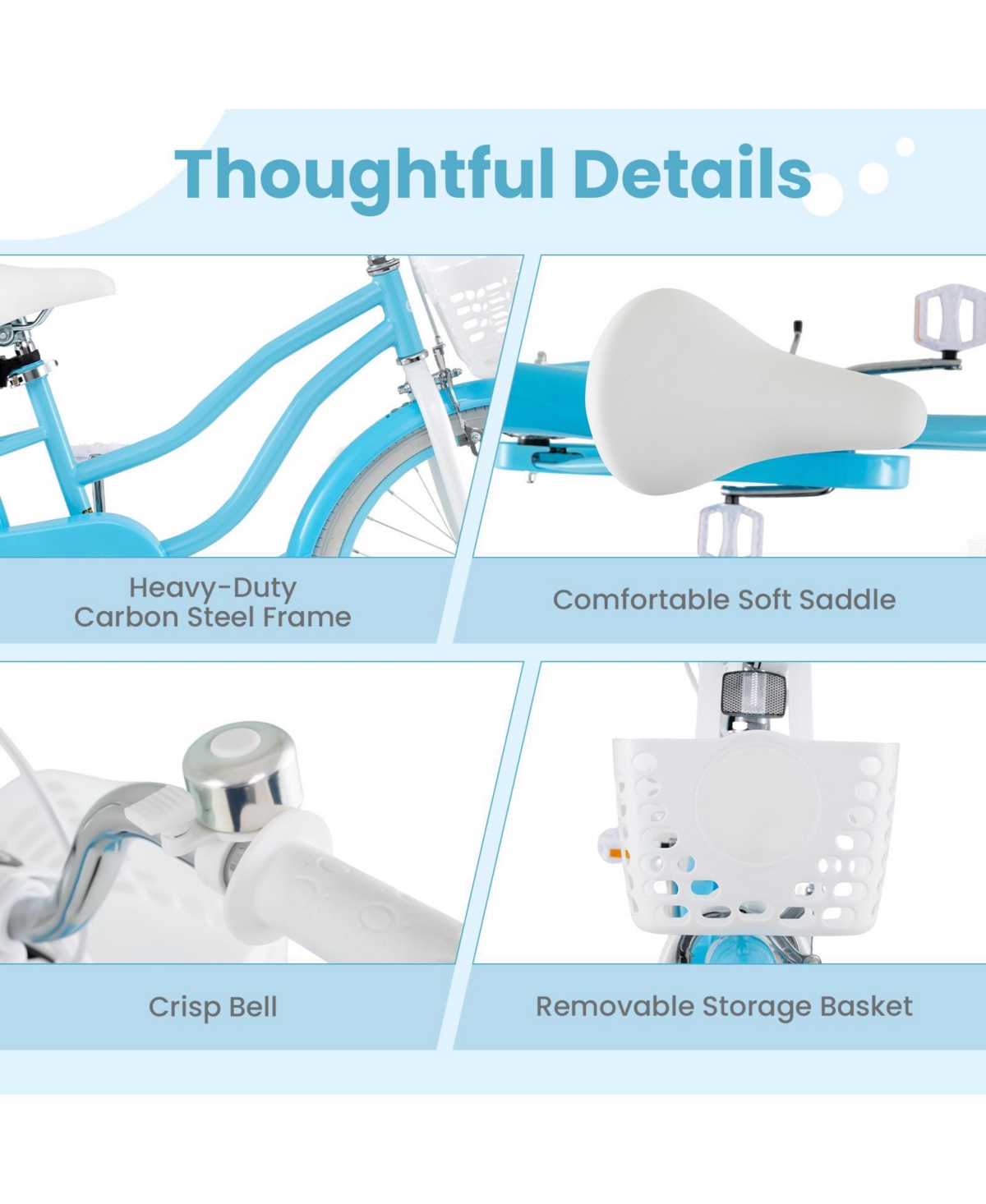 Sugift Kids Bike with Basket, Adjustable Seat & Training Wheels