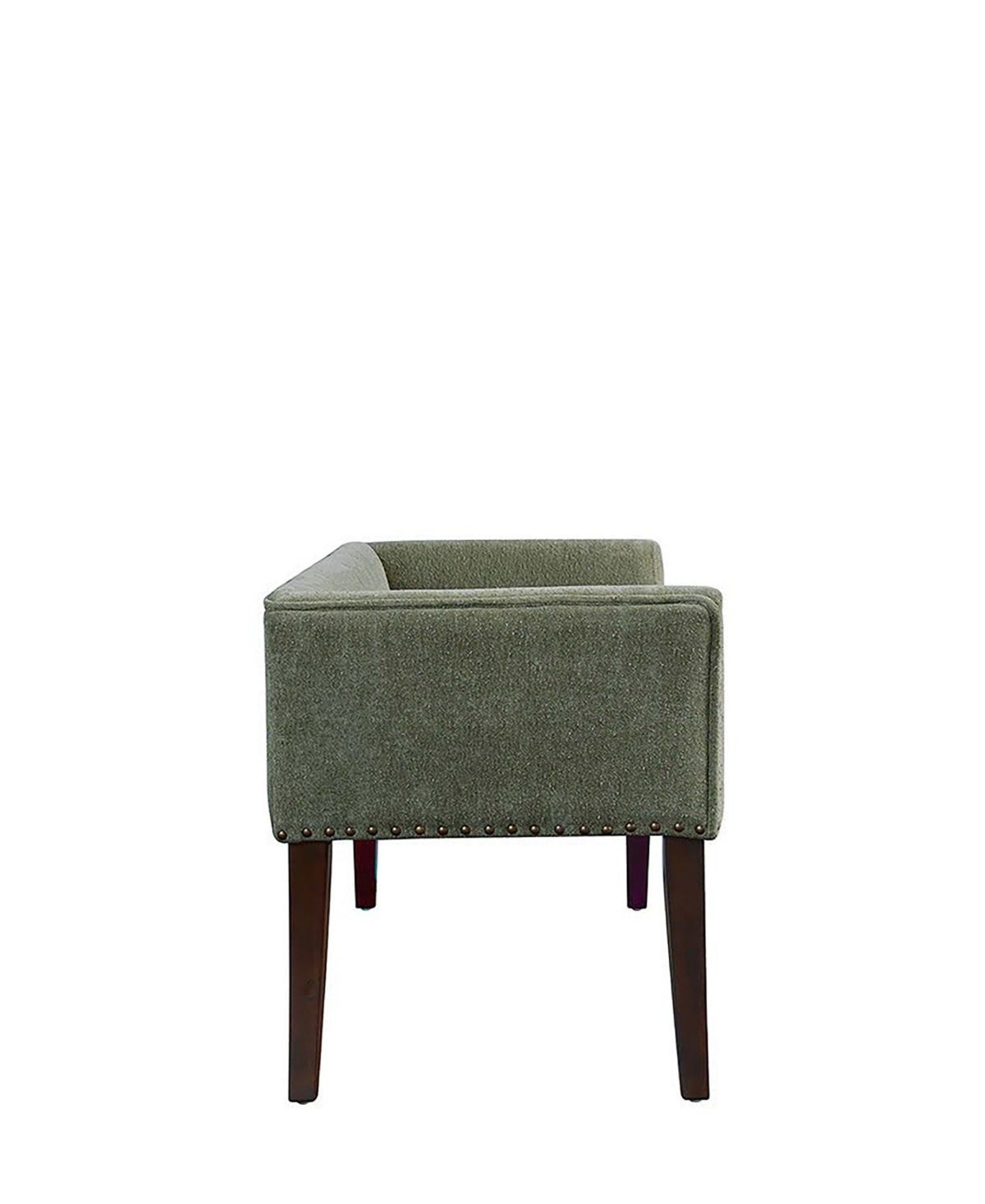 Madison Park Welburn 49.5" Upholstered Bench With Back Wood Legs In Green