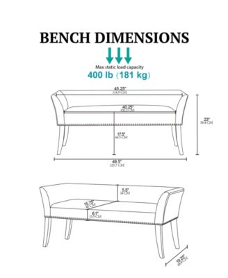 Welburn 49.5" Upholstered Bench with Back & Wood Legs
