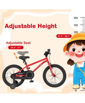 18-Inch Kids Bike Ages 3-8 with Handbrake and Coaster Brake and Bell Ring