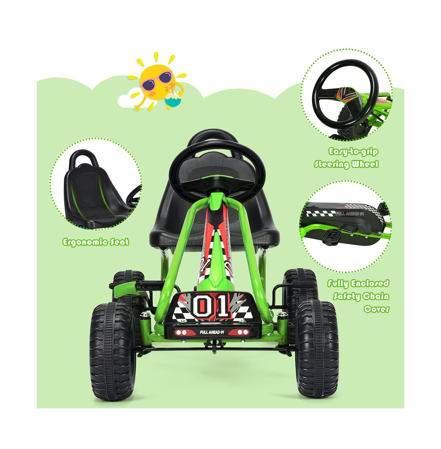 Детская игрушка SUGIFT Pedal-Powered Ride-On Car with Adjustable Seat, 66-lb. Capacity, Ages 3-6, цвет: Зелёный — фото 9