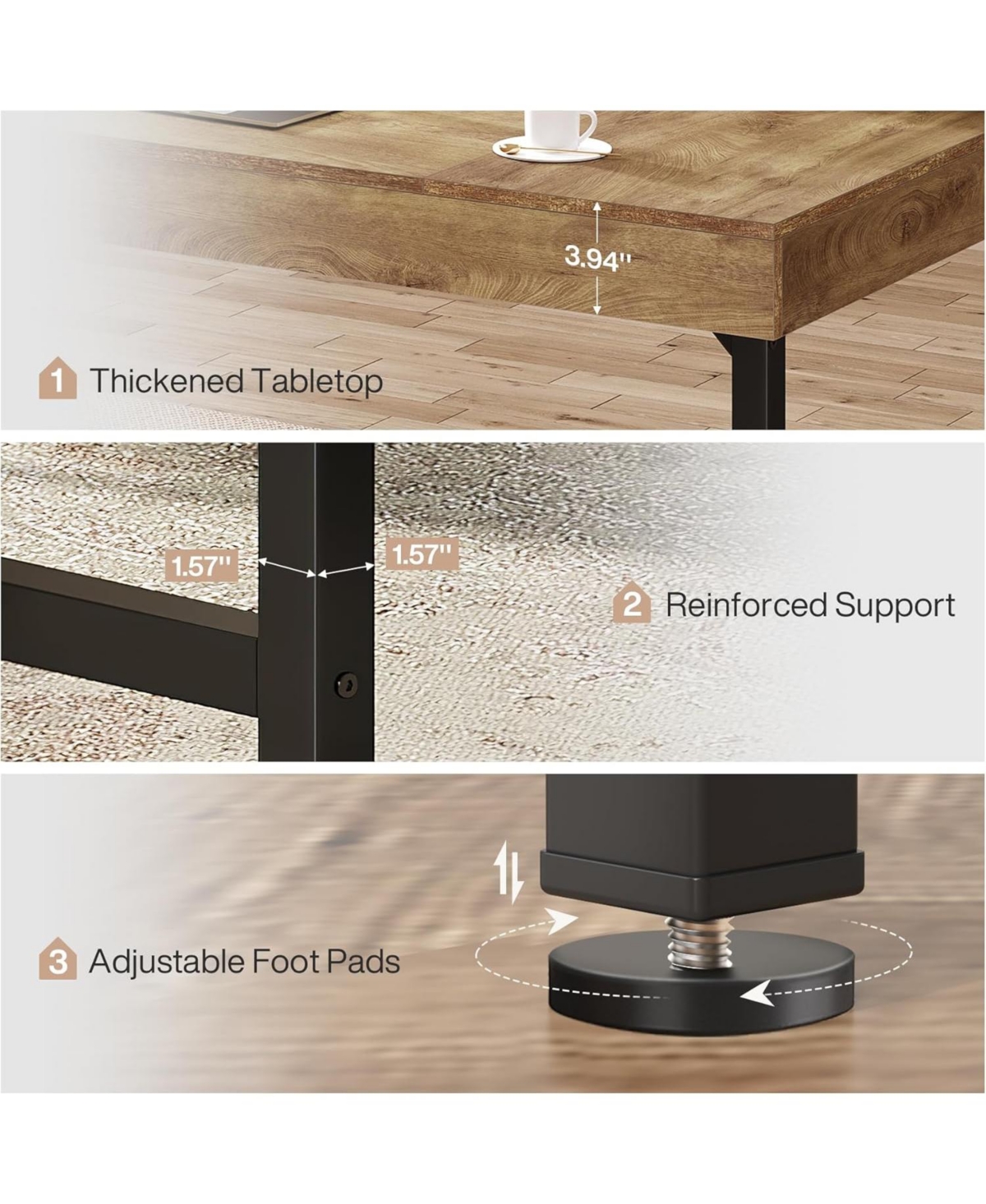 Tribesigns 55" Industrial Executive Desk, Rustic Simple Computer Laptop Desk, Study Writing Table Business Workstation