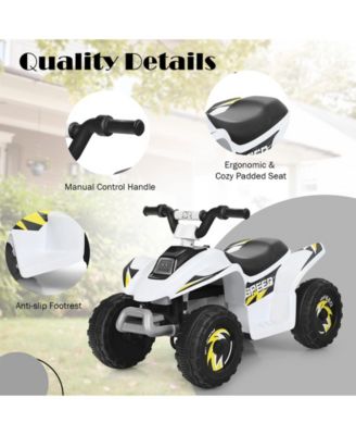 6V Kids Electric ATV 4 Wheels Ride-On Toy-White