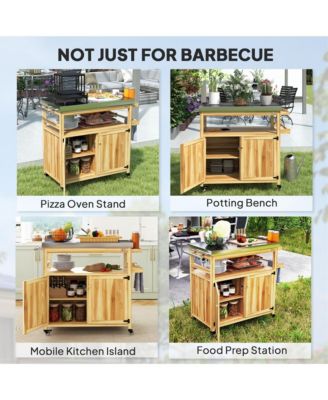 Grill Cart, Kitchen Island with Storage Cabinets