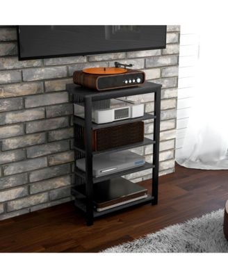 TV Sd with 4-Tier Storage Shelves and Steel Frame,