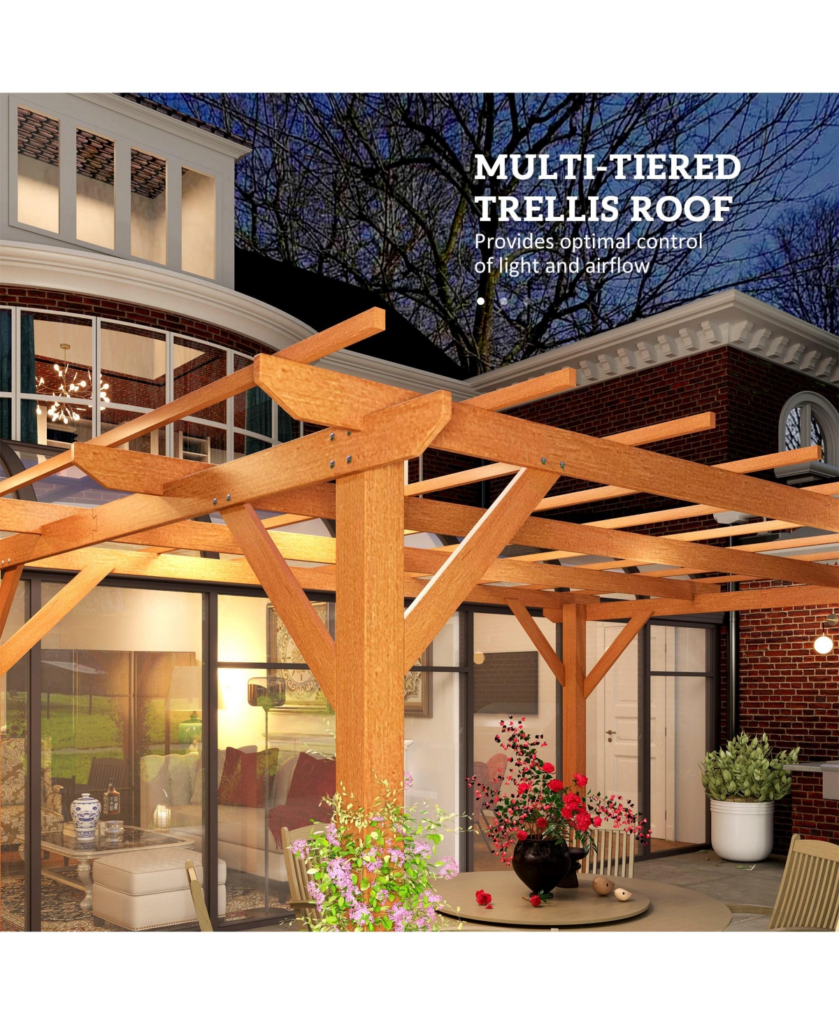 Outsunny 10' x 13' Outdoor Pergola, Wood Gazebo Grape Trellis,
