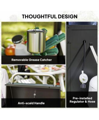 3 Burner Gas Grill with Side Burner and Shelves, Propane BBQ Grill