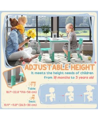 3 Piece Height Adjustable Kids Table and Chairs for Daycare,