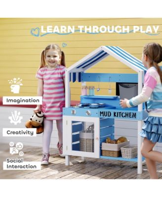 Mud Kitchen for Kids, Outdoor Play Kitchen w/ Sink, Faucet, Water k