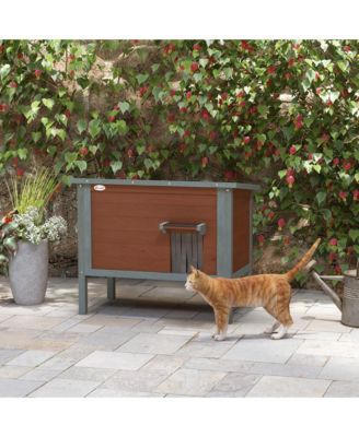 Outdoor Cat House, Wooden Feral Cat House W/ Removable Floor,