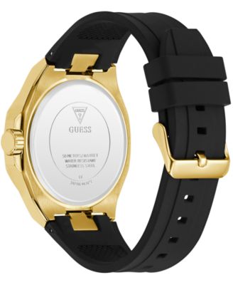 Men's Gold-Tone Black Silicone Multi-Function Watch, 46mm