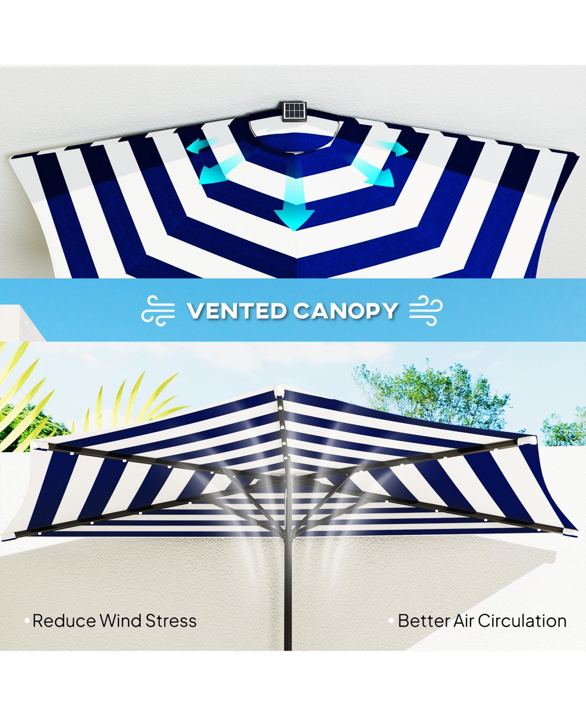 Outsunny Half Patio Umbrella, Upf 30+ Balcony Umbrella,