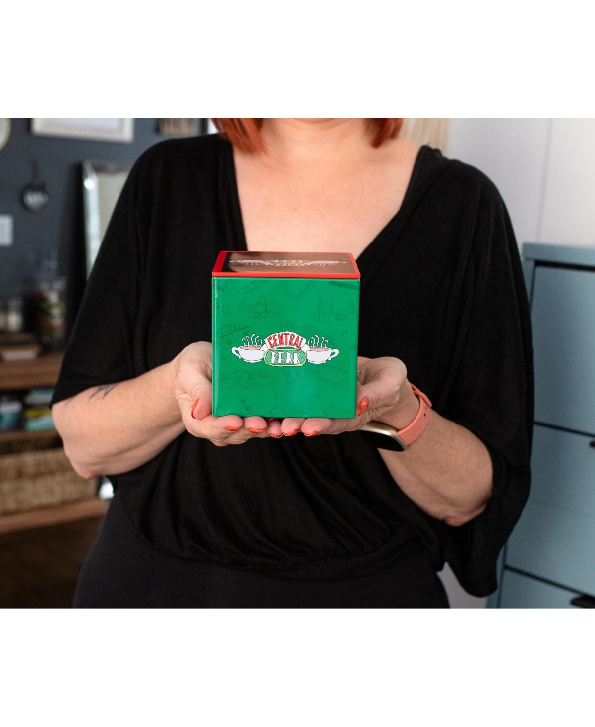 Friends Central Perk 4-Inch Tin Storage Box Cube Organizer with Lid | Basket Container, Cubby Cube Closet Organizer, Home Decor Accessories | Nostalgi