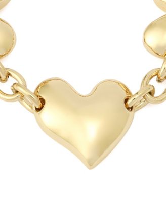 Gold Heart Charm Statement Toggle Bracelet