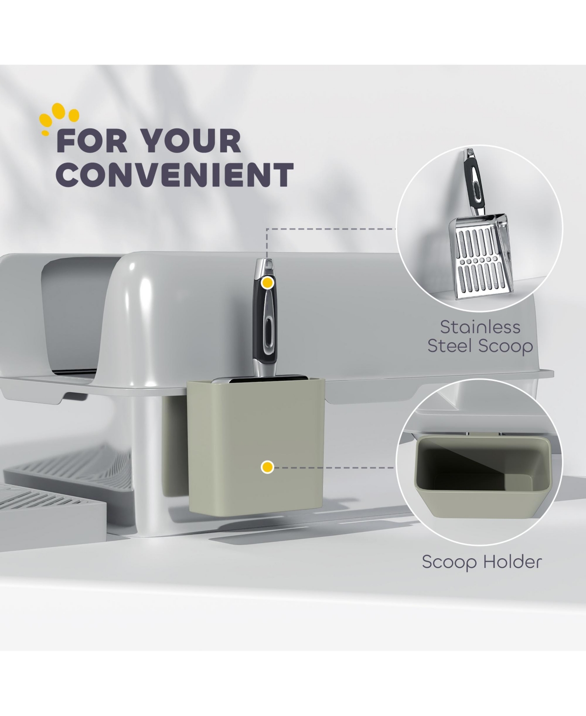 PawHut Stainless Steel Litter Box with High Sided for Anti-Urine Leakage