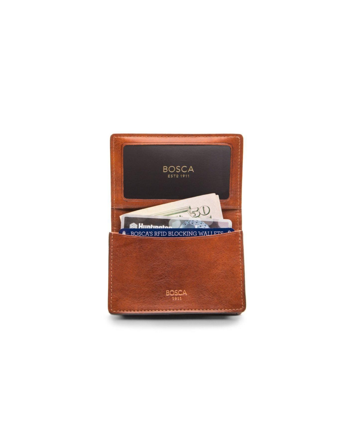 Bosca | Men's 2 Pocket Card Case Wallet w/I.d. Window in Dolce Italian Leather
