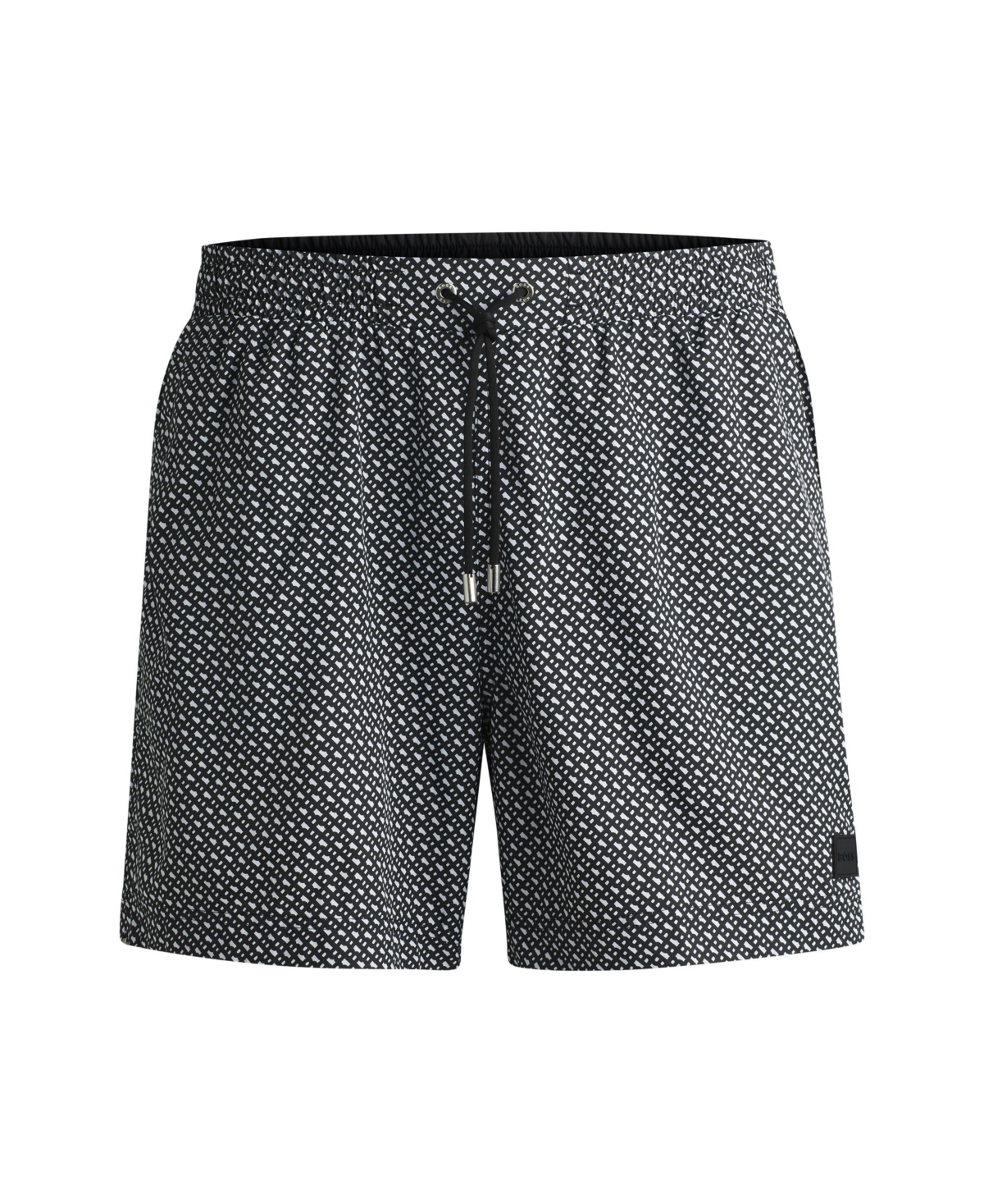 Hugo Boss Boss By  Men's Monogram-print Swim Shorts In Gray