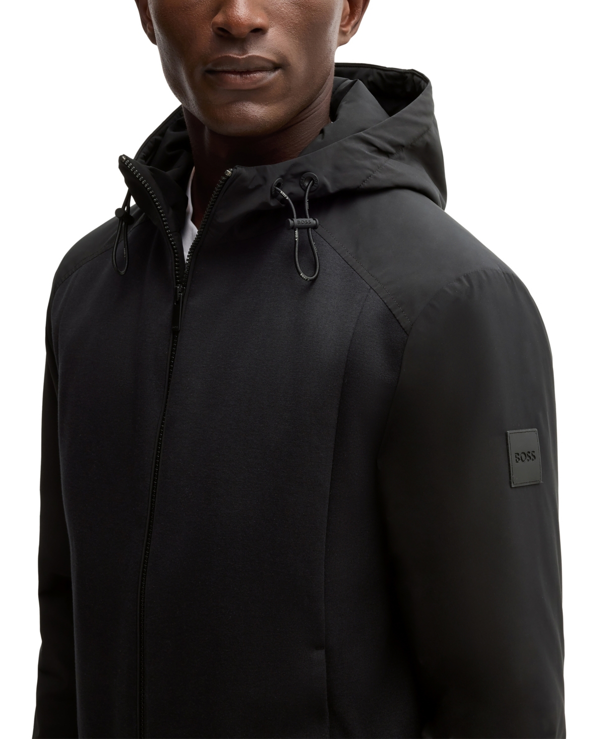 Boss by Hugo Men's Mixed Material Hooded Regular-Fit Jacket