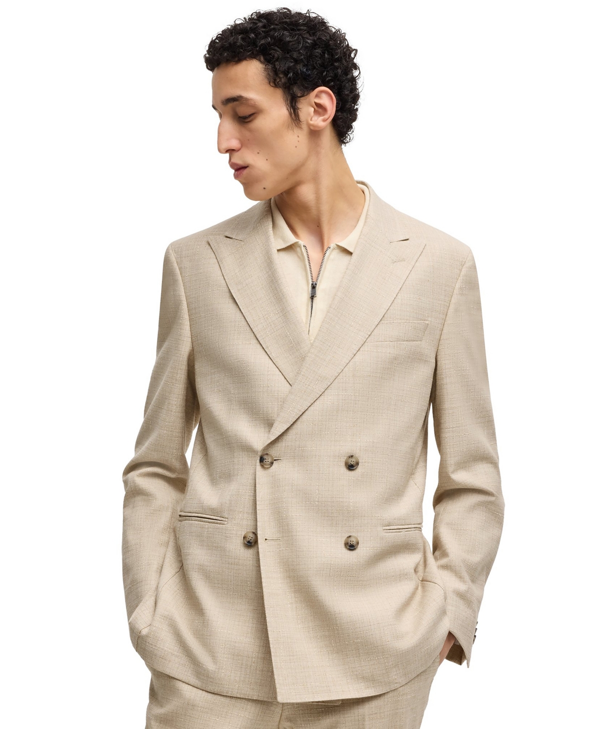 Boss by Hugo Boss Men's Patterned Tweed Two-Piece Suit